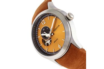 Image of Heritor Automatic Antoine Semi-Skeleton Leather-Band Watch, Silver/Umber, One Size, HERHR8507
