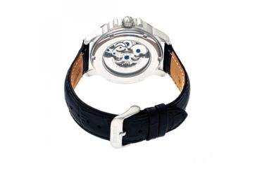 Image of Heritor Automatic Bonavento Semi-Skeleton Leather-Band Watch, Silver/Black, One Size, HERHR5602