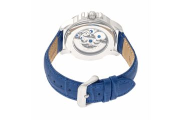 Image of Heritor Automatic Bonavento Semi-Skeleton Leather-Band Watch, Silver/Blue, One Size, HERHR5603