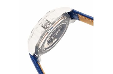 Image of Heritor Automatic Bonavento Semi-Skeleton Leather-Band Watch, Silver/Blue, One Size, HERHR5603