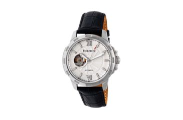 Image of Heritor Automatic Bonavento Semi-Skeleton Leather-Band Watch, Silver, One Size, HERHR5601