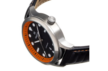 Image of Heritor Automatic Bradford Leather-Band Watch w/Date, Black/Orange - Mens, HERHS1105