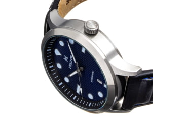 Image of Heritor Automatic Bradford Leather-Band Watch w/Date, Blue/Black - Mens, HERHS1104