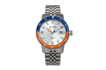 Image of Heritor Automatic Dominic Bracelet Watch w/Date, Blue/Orange/Silver - Mens, HERHR9802