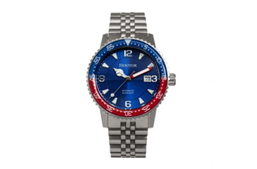 Image of Heritor Automatic Dominic Bracelet Watch w/Date, Red/Blue/Blue - Mens, HERHR9806