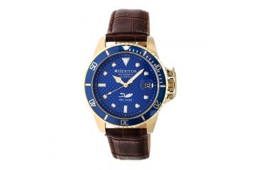 Image of Heritor Automatic Pytheas Leather-Band Watch, blue  brown HERHR2110