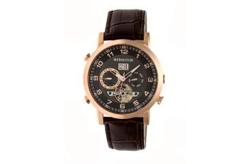 Image of Heritor Edmond Leather-Band Watch w/Day, Black HERHR6205