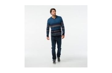 Image of Smartwool Hidden Trail Striped Hoody Sweater-Men's, Bright Cobalt H, Large, SW000298A18-L