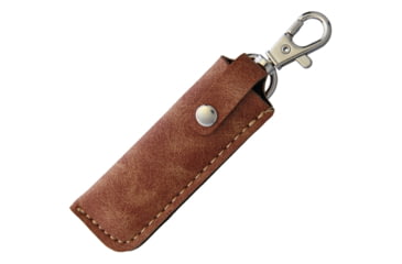 Image of Higonokami Folder Brass Blue Paper Steel Folding Knife, 2in Blue Paper Steel Blade, Brass Handle, Slip Joint, Brown Leather Sheath, 75MMBRASSBROWNLEATHERCAS