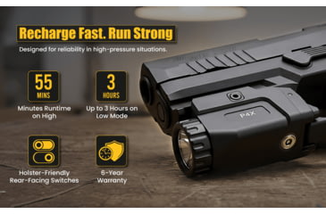 Image of Hilight P4X 1150 Lumens LED Weapon Light, Lithium Ion, SIG Sauer P226, Springfield Armory XD-S, G 19, SIG Sauer P320, G 17, G 34, S&amp;W M&amp;P M2.0, Springfield Armory XD-M, Black, P4X