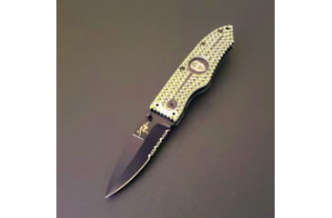 Image of Hoffner Knives 2.8in Chiseled Grip Combo Blade Folding Knife, 440c Spear Point Blade, Olive/Black, FK-S2CBK-CDO