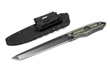 Image of Hoffner Knives Beast Fixed Blade Knife, 7in Stainless Steel, Drop Point Tanto Blade, Olive/Black, BE-T7SBK-CDO