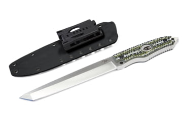 Image of Hoffner Knives Beast Fixed Blade Knife, 7in Stainless Steel, Drop Point Tanto Blade, Silver/Black, BE-T7SBS-CDO