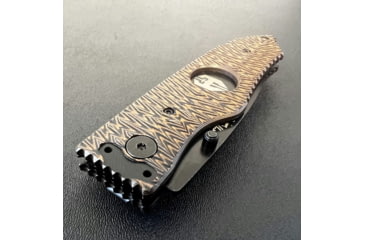 Image of Hoffner Knives Folding Knife, 3.5in, 440c, Spear Point Blade, Chiseled Maduro Grip, Black Combo Blade, FK-S3CBK-CMA