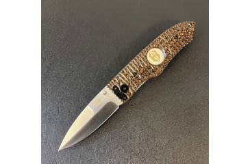 Image of Hoffner Knives Folding Knife, 3.5in, 440c, Spear Point Blade, Chiseled Maduro Grip, Silver Smooth Blade, FK-S3SBS-CMA