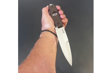 Image of Hoffner Knives Hand Spear Fixed Blade Knife, 5in, 440C Steel, Chiseled Maduro Grip, Silver Smooth Blade, Black, HS-S5SBS-CMA