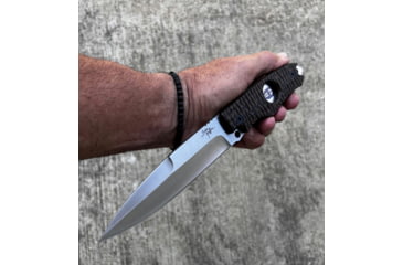 Image of Hoffner Knives Hand Spear Fixed Blade Knife, 5in, 440C Steel, Chiseled Maduro Grip, Silver Smooth Blade, Black, HS-S5SBS-CMA