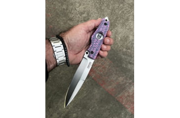 Image of Hoffner Knives Hand Spear Fixed Blade Knife, 5in, 440C Steel, Chiseled Valkyrie Ops Grip, Silver Smooth Blade, Black, HS-S5SBS-CPG