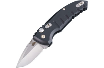 Image of Hogue A01 MicroSwitch Automatic Folding Knives, 1.95in, CPM 154 Stainless Steel Stone Tumbled, Matte Black Aluminum Handle, 24124