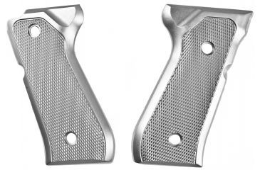 Image of Hogue Beretta 92 Checkered Aluminum Grip, Brushed Gloss Clear Anodized 92175