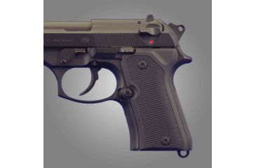 Image of Hogue Beretta 92 Compact Checkered Aluminum - Matte Black Anodized 93170