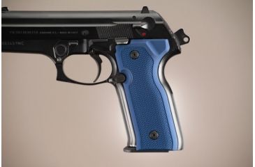 Image of Hogue Beretta Cougar 8000 - 8040 - 8357 Checkered Aluminum - Matte Blue Anodized 91173