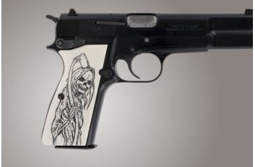 Image of Hogue Browning Hi-Power Scrimshaw Ivory Polymer - Grim Reaper Full Body X2 09029