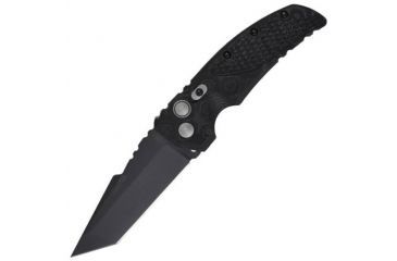 Image of Hogue EX-A01 Automatic Tactical Folding Knife, 3.5in, 154CM Stainless Steel, Black Cerakote Tanto Blade, G-Mascus Black G10 Handle, 34129