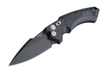 Image of Hogue EX-A05 Automatic Folding Knife, 3.5in, CPM 154 Stainless Steel, Spear Point Blade, Black Cerakote, Matte Black Aluminum/G-Mascus Black Handle, 34539