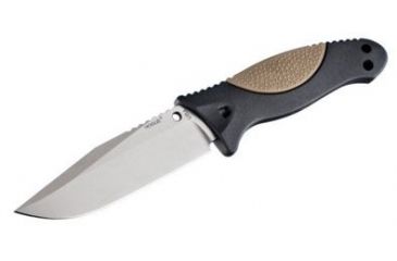 Image of Hogue EX-F02 4.5in Fixed Clip Point Blade Tumbled Finish Auto Retention Sheath Black,Rubber OverMolded Frame Dark Earth 35273