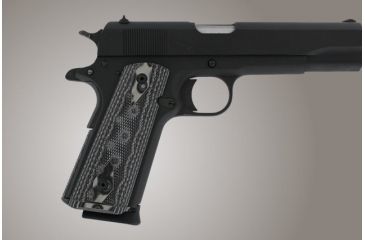 Image of Hogue Govt. G-10 Magrip Kit - Checkered Flat Mainspring G-Mascus Black/Gray 01257-BLKGRY