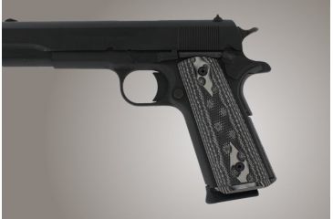 Image of Hogue Govt. G-10 Magrip Kit - Checkered Flat Mainspring G-Mascus Black/Gray 01257-BLKGRY