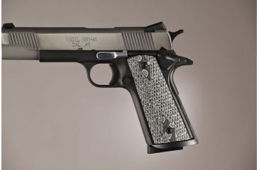 Image of Hogue Govt. Model S&amp;A Mag Well Piranha Grip G-10 - G-Mascus Black/Gray 45127-BLKGRY