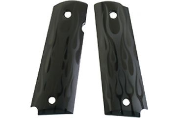 Image of Hogue Handgun Grip, Flames Aluminum, Black - Colt Gov't - 45130