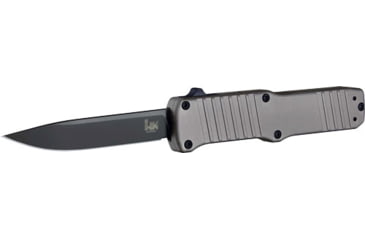 Image of Hogue HK Hadron Automatic Folding Knife, 3.375in, 154CM Stainless, Clip Point Blade, Black PVD, Gray Anodized Aluminum Handle, 54012H