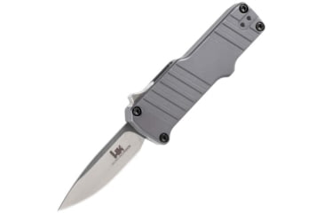 Image of Hogue HK Micro Incursion Automatic Folding Knife, 1.95in, 154CM Stainless Steel, Out the Front Automatic Clip Point Blade, Tumbled Finish, Matte Grey, 54032-EXLKRL