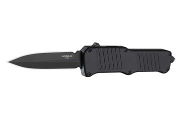 Image of Hogue Mini Incursion Automatic Folding Knife, 3.1in, Double Edge Blade, Black Finish, Matte Black Handle, 54076-EXLKRL