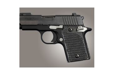 Image of Hogue Sig P938 Rubber Grip, Ambidextrous, Pirahna G10 G-Mascus Black/Gray 109743