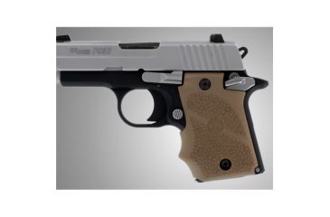 Image of Hogue Sig P938 Rubber Grip, Ambidextrous, w/Finger Grooves Desert Tan Brown 109741