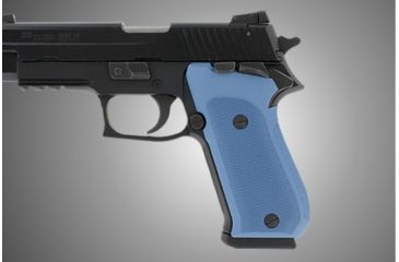 Image of Hogue Sig Sauer P220 Handgun Grip Sao American Checkered Aluminum Matte Blue Anodized 21153 1h Gu 21153