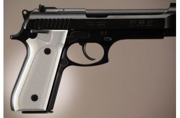 Image of Hogue Taurus PT-99 PT-92 PT-100 PT-101 With Decocker Checkered Aluminum - Brushed Gloss Clear Anodized 99175