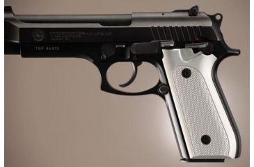 Image of Hogue Taurus PT-99 PT-92 PT-100 PT-101 With Decocker Checkered Aluminum - Brushed Gloss Clear Anodized 99175