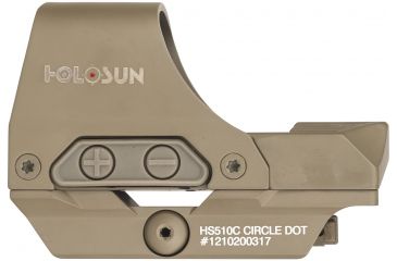 Image of Holosun HS510C 1x Open Reflex Sight, Red 2 MOA dot 65 MOA Circle Reticle, Flat Dark Earth, HS510C-FDE-R