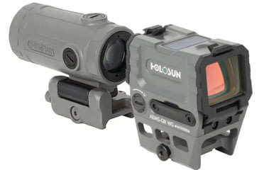 Image of Holosun OPMOD AEMS Reflex Red Dot &amp; HM3XT Magnifier Combo, Red 2MOA Dot and 32MOA Circle, Circle-Dot, Wolf Gray, AEMS-RD WG+HM3XT WG