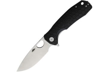 Image of Honey Badger Knives Large Linerlock Folding Knife, 3.63 satin finish 8Cr13MoV stainless drop point b, Black textured GRN handle, HB1001