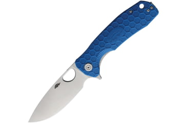 Image of Honey Badger Knives Large Linerlock Folding Knife, 3.63 satin finish 8Cr13MoV stainless drop point b, Blue textured GRN handle, HB1004
