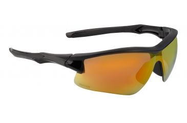 Image of Howard Leight Acadia Safety Eyewear with Hardcoat lens coating, Black Frame, Red Mirror Lens, One size fits most R-02219