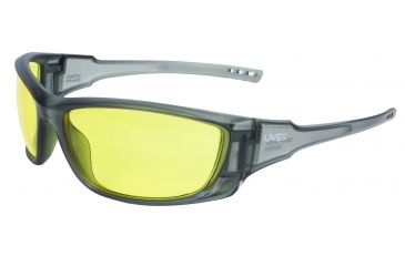 Image of Howard Leight Uvex A1500 Safety Eyewear with Hardcoat lens coating, Gray Frame, Amber Lens, One size fits most R-02227
