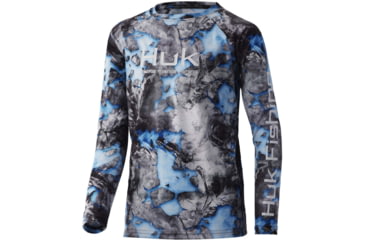 Image of HUK Performance Fishing Mossy Oak Pursuit Fracture L/S Shirt - Kids, Mossy Oak Lightning, YXL, H7120063-991-YXL