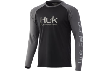 Image of HUK Performance Fishing Double Header Long Sleeve - Men's, Black, Extra Large, H1200341-001-XL